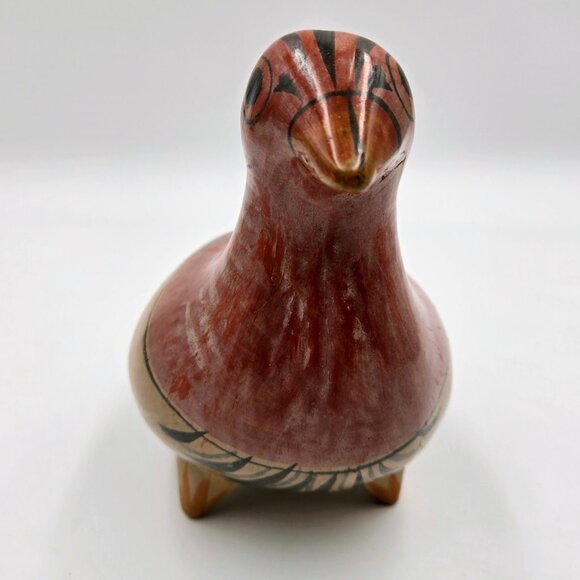 Tonala Mexican Pottery Hand Painted Bird Dove Pigeon Folk Art Mexico Read - Picture 8 of 10